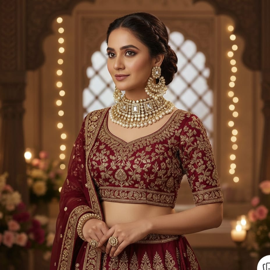 Luxury Kundan & Pearl Bridal Necklace Set with Earrings