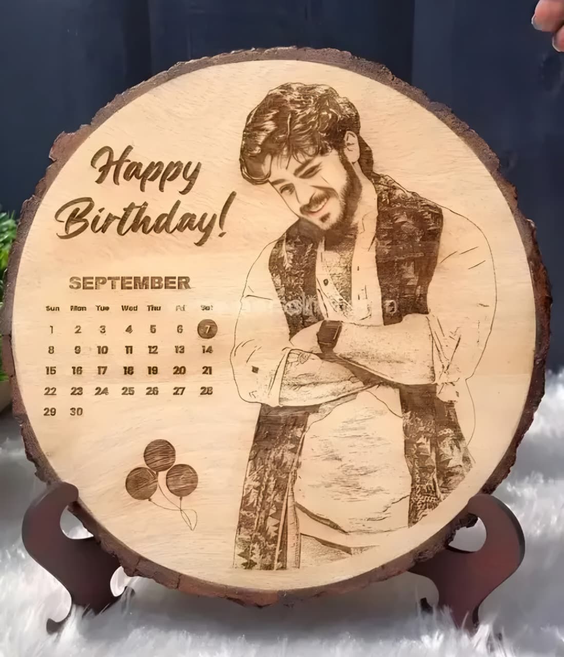 Personalized Wooden Birthday Plaque with Calendar