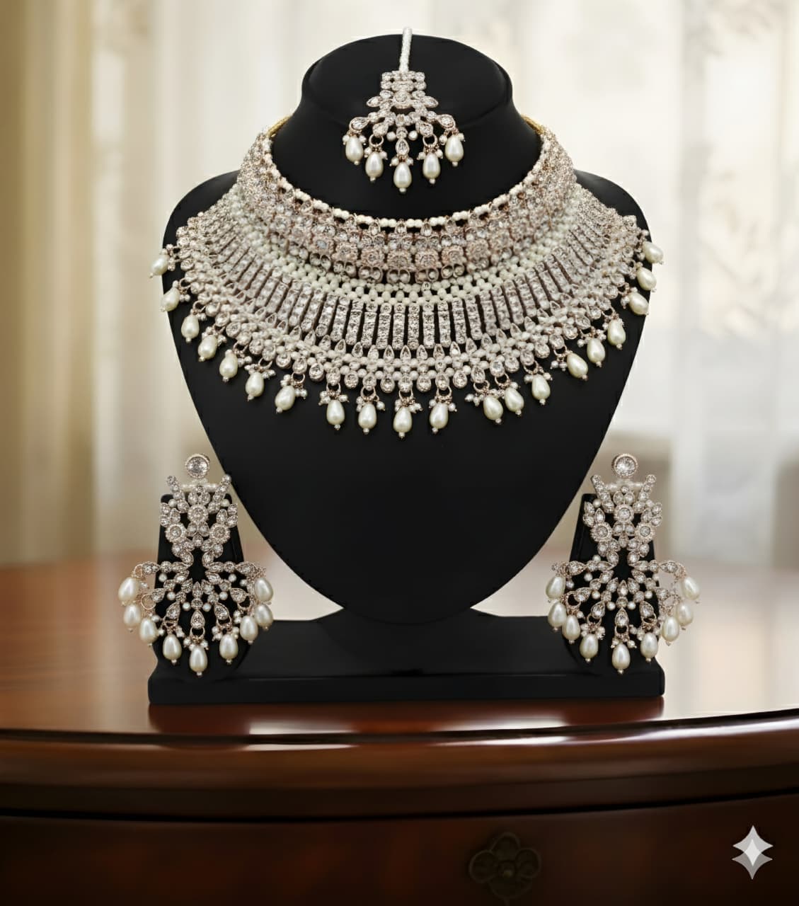 Luxury Bridal Choker Set | Premium Diamanté and High-Quality Faux Pearl Drops