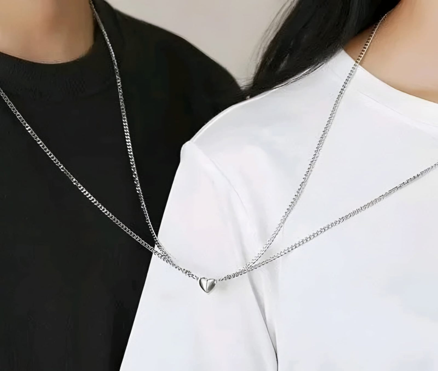 Magnetic Love & Distance Couple's Jewelry Set (Heart Necklaces & Interlocking Hand Bracelets)