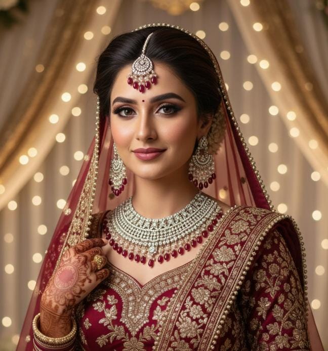 Dazzling Rhinestone & Ruby Drop Choker Set | Classic Indian Bridal Jewelry