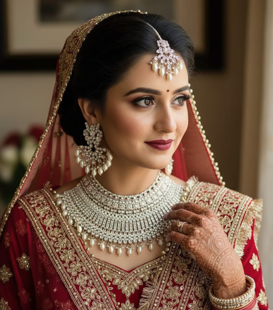 Luxury Bridal Choker Set | Premium Diamanté and High-Quality Faux Pearl Drops