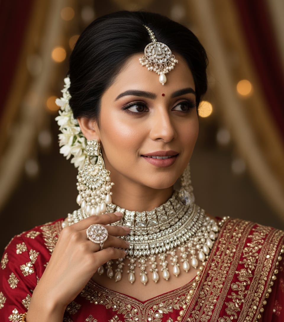 Grand Bridal Polki & Pearl Choker Set | Luxury Wedding Statement Piece