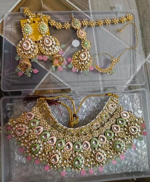 🌸 Premium Multicolor Kundan Bridal Jewellery Set – Luxury Pastel Collection