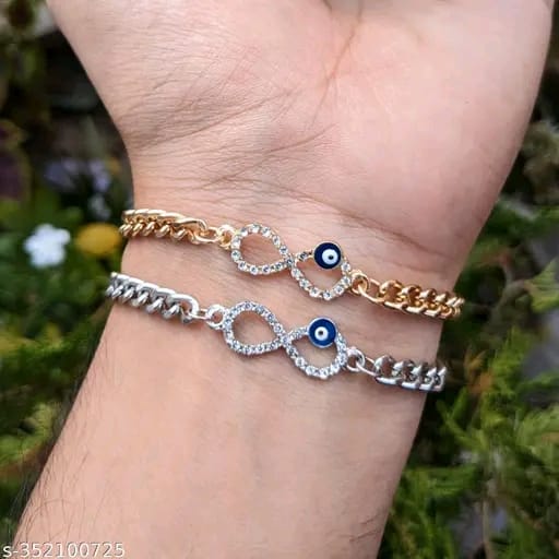 ✨ Infinity & Evil Eye Protection Couple Bracelets (Gold & Silver Tone)