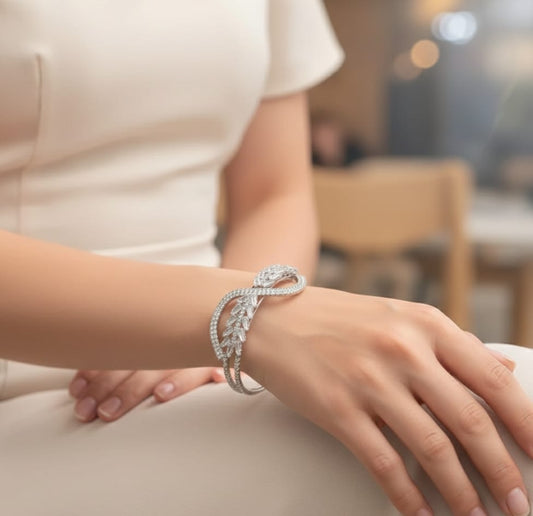 Infinity Sparkle Bracelet – Crystal-Studded Adjustable Cuff