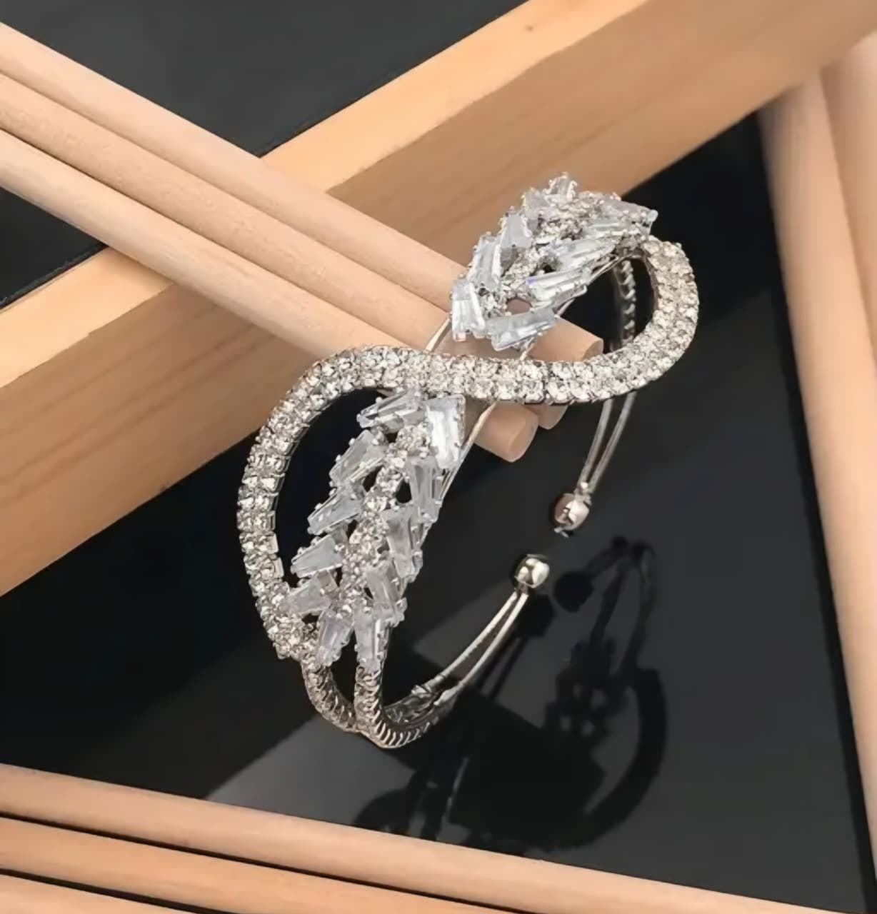 Infinity Sparkle Bracelet – Crystal-Studded Adjustable Cuff